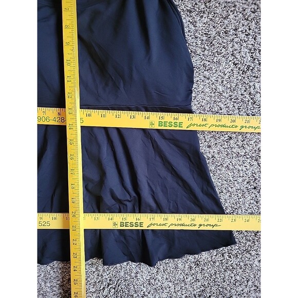 Swim Top Black L D Cup 14-16 Scoop Neck Flutter Solid Padded Lands End S908 - Picture 3 of 5